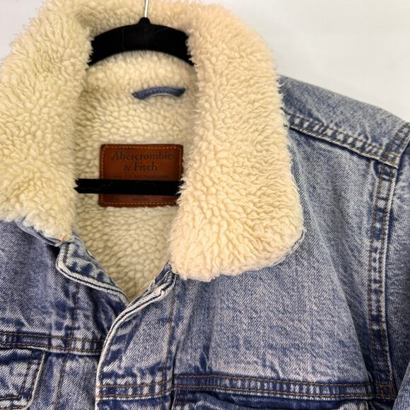 Abercrombie & Fitch Men's Vintage Sherpa Denim Jean Jacket Size Small - Picture 6 of 6